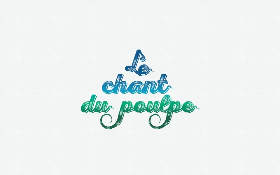 Nouveau logo Le Chant du Poulpe, dégradé du bleu de la mer au vert de la pinède