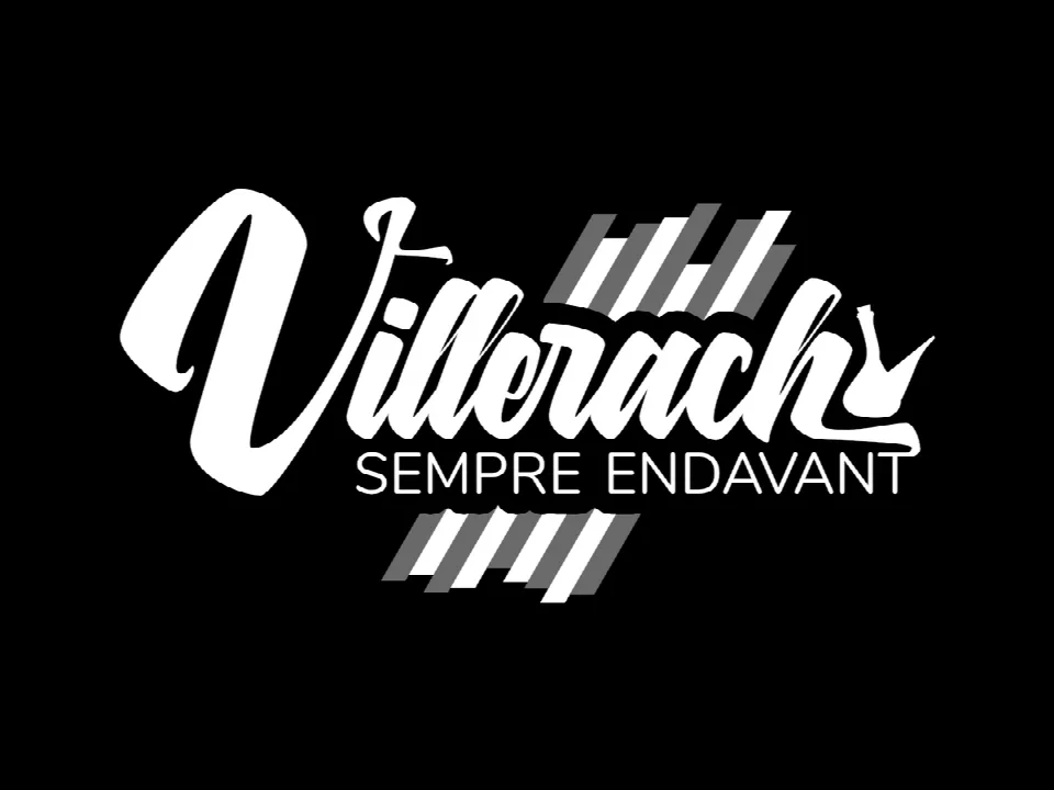 Logo Villerach Sempre Endavant en blanc sur fond noir